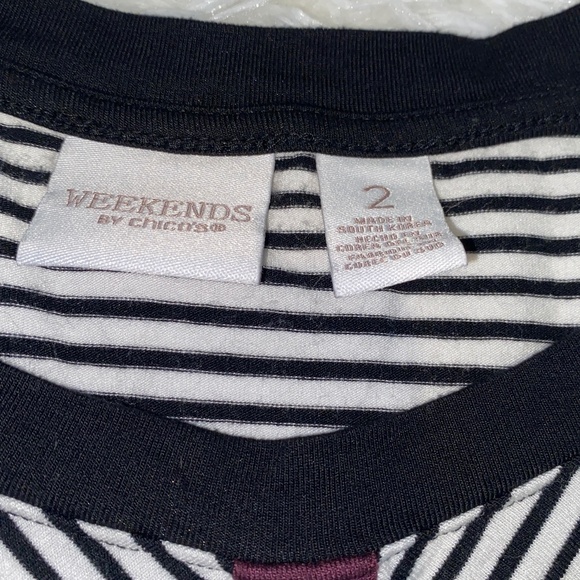 Chico's Weekends Tunic top Flattering stripe pattern Chicos Sz2 - Picture 3 of 6